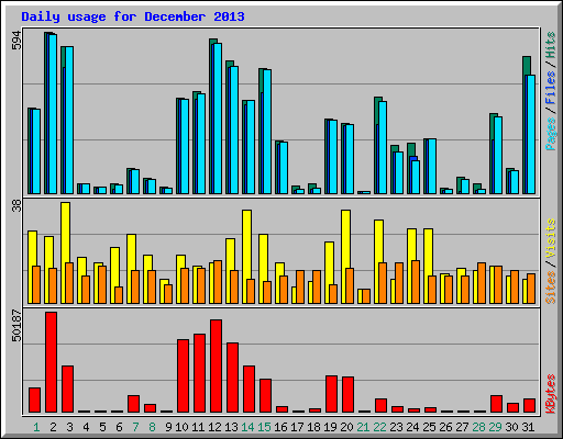 Daily usage for December 2013